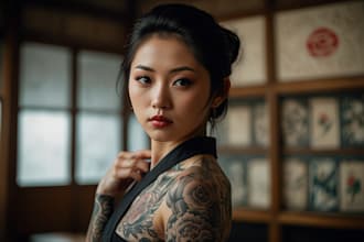 do a super artistic tattoo designs in japanese style
