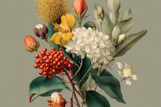design vintage botanical flower artwork
