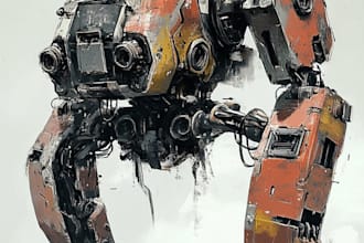 do custom digital anime mecha art illustration