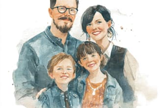 create a watercolor family portrait