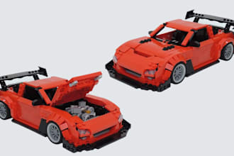 model custom lego 3d model moc car bike house with PDF instructions XML parts