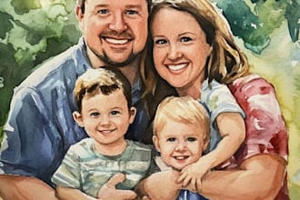 create a watercolor family portrait