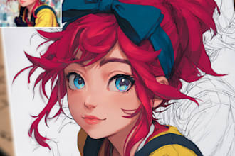 draw custom anime art, character, or fan art character