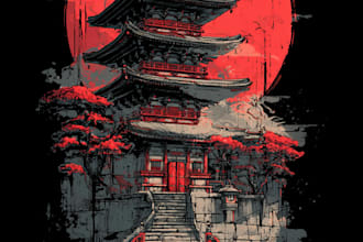 make a japanese t shirt illustration