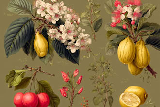 create detailed botanical illustrations of plants, flowers, and herbs