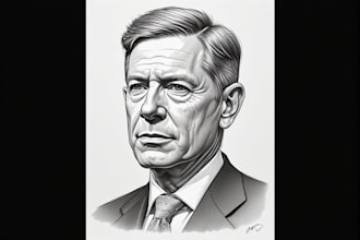 draw a wsj style hedcut portrait and cartoon art