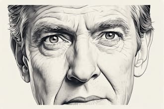 draw a hedcut wsj portrait and cartoon design style from your photo