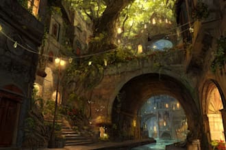 draw fantasy landscape or enviroment art