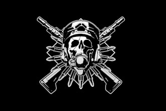 design, skull, tactical military, army, badge logo for you