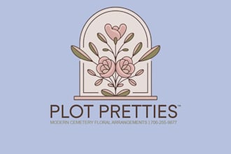 design a custom hand drawn, botanical, floral flower shop logo