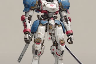 draw gundam, transformers, mecha robot in anime manga style