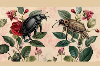 draw an animal and botanical illustration
