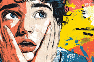 make illustration in distressed retro and pop art style