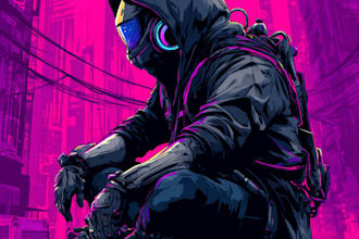 design a cool typography logo cyberpunk or mecha futuristic
