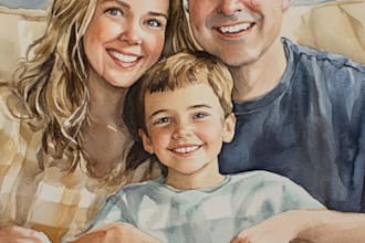 create a watercolor family portrait