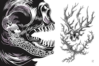 draw detailed linocut illustration for t shirt and print