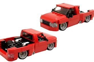 model custom 3d lego moc, minifigure, car, bike, house with XML part list, PDF