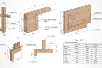 create custom interior woodwork joinery and technical wood design with cutlist