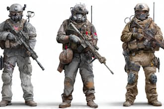 draw military characters or military related illustrations
