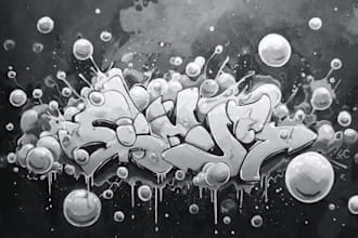 draw bubble graffiti in my style