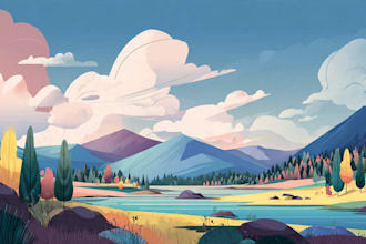 draw a flat vector landscape illustration