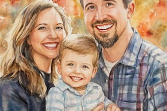 create a watercolor family portrait