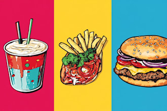 make a food pop art illustration