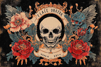 create illustrations in traditional tattoo or vintage design