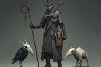 create dark fantasy horror character illustrations