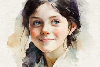 paint a memorial watercolor portrait for your loved ones
