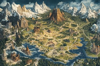 vector map illustration fantasy map design city map