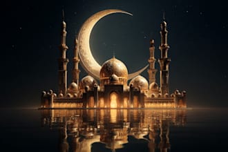 create ramadan fantasy logo intro