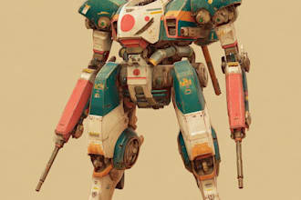 do anime style mecha robot illustrations