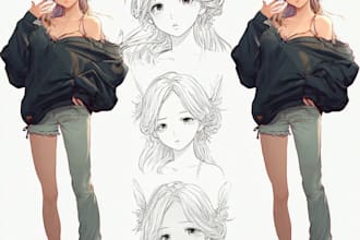 draw character reference sheet concept art