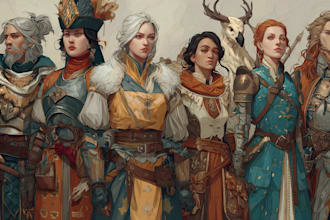 draw your rpg party in detailed fantasy style