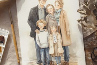 make watercolor family portrait