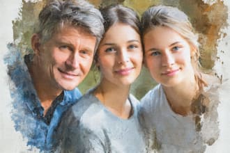 create a watercolor family portrait