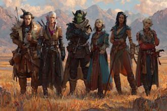 design fantasy party art for dnd and rpg games
