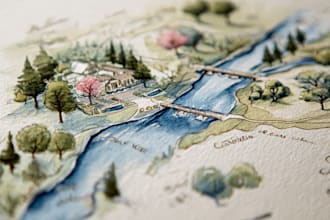 do custom watercolor wedding map