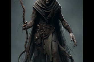 create professional horror fantasy character concept art