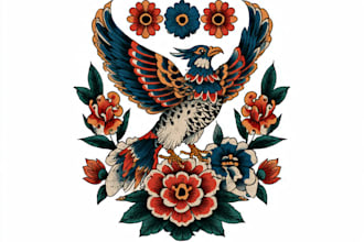 create traditional tattoo,logo design old school tattoo