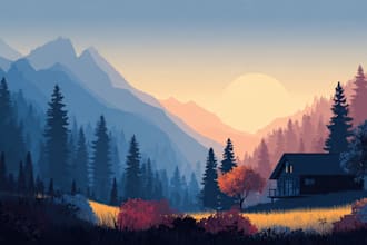 draw professional vector landscape illustration