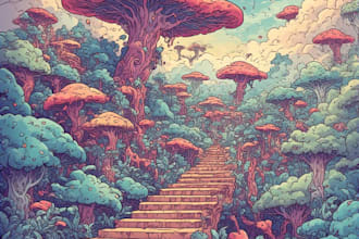 draw surreal artistic line art illustration for you