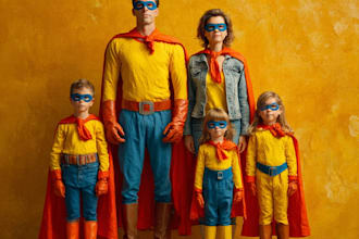 design a family superhero portraits for you