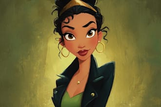 illustrate unique disney portrait painting