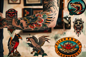 draw custom american traditional tattoo design for you
