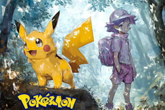 draw custom pokemon or fakemon, and pokemon trainer anime