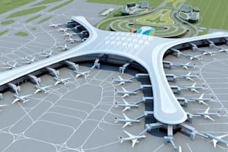 3d airport design, airport layout, aviation, runway, terminal, airport remodel