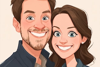 draw funny couple caricatures for you