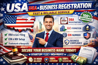 handle dba registration, fictitious name filing, and business compliance in USA